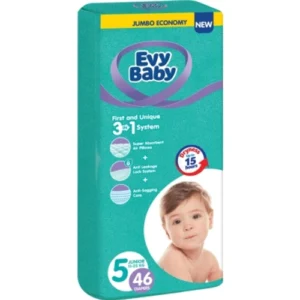 پوشک چسبی جامبو اوی بی بی سایز 5 بسته 46 عددی evy baby jumbo