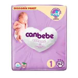 پوشک بچه جان به به سایز یک بسته 62 عددی Canbebe