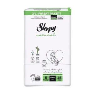 پوشک ارگانیک اسلیپی شورتی سایز 6 بسته 46 عددی sleepy natural