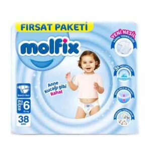 پوشک چسبی مولفیکس سایز 6 بسته 38 تایی molfix