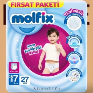 پوشک شورتی مولفیکس سایز 7 بسته 27 عددی molfix
