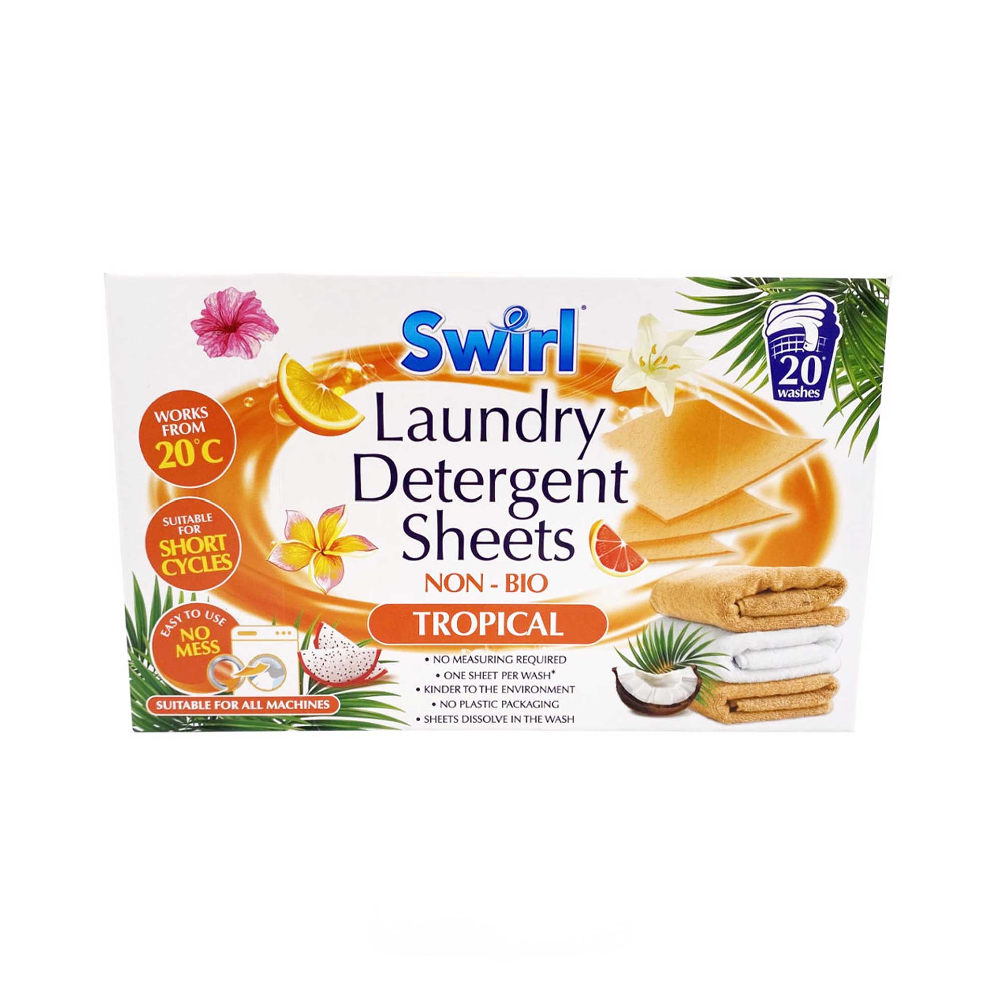 دستمال خشک کن لباس سویرل Swirl مدل Tropical رایحه مرکبات بسته 35 تایی