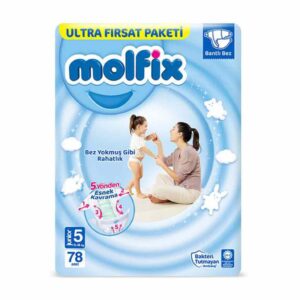 پوشک چسبی مولفیکس molfix آوانتاژ سایز 5 بسته 78 عددی