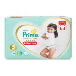 پوشک شورتی ضدحساسیت پریما لهستانی سایز 5 بسته 34 عددی Prima