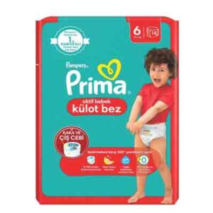 پوشک شورتی پریما ایتالیایی سایز سایز 6 بسته 18 تایی Prima