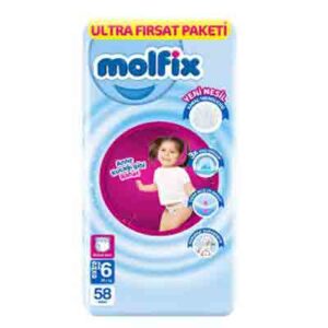 پوشک شورتی مولفیکس آوانتاژ سایز 6 بسته 58 عددی molfix