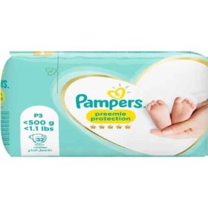 پوشک بچه پریما سایز صفر بسته 32 عددی زیر 500 گرم pampers preemie protection