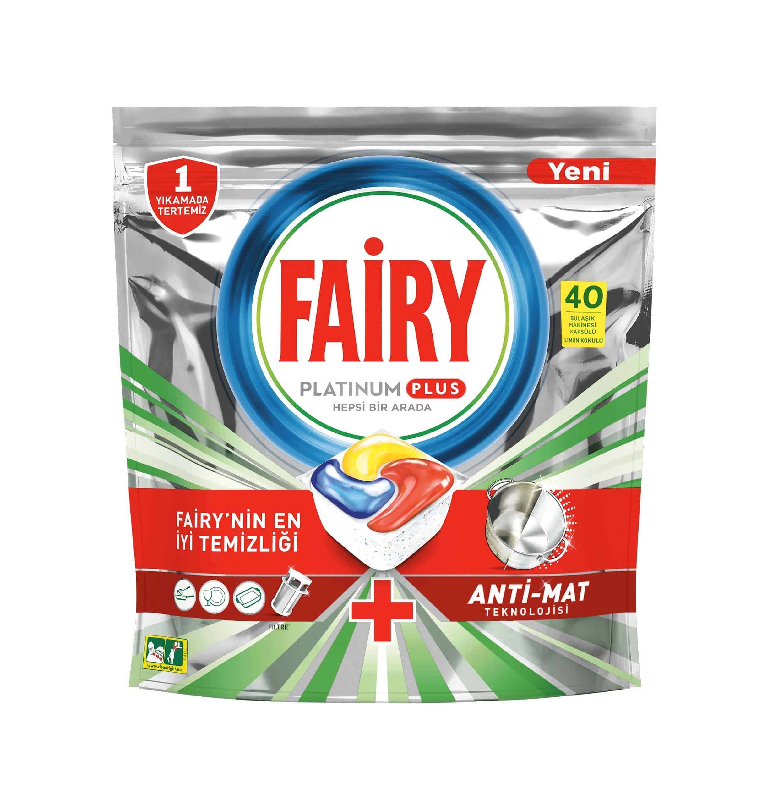 قرص ظرفشویی فیری Fairy مدل Platinum Plus بسته 40 عددی