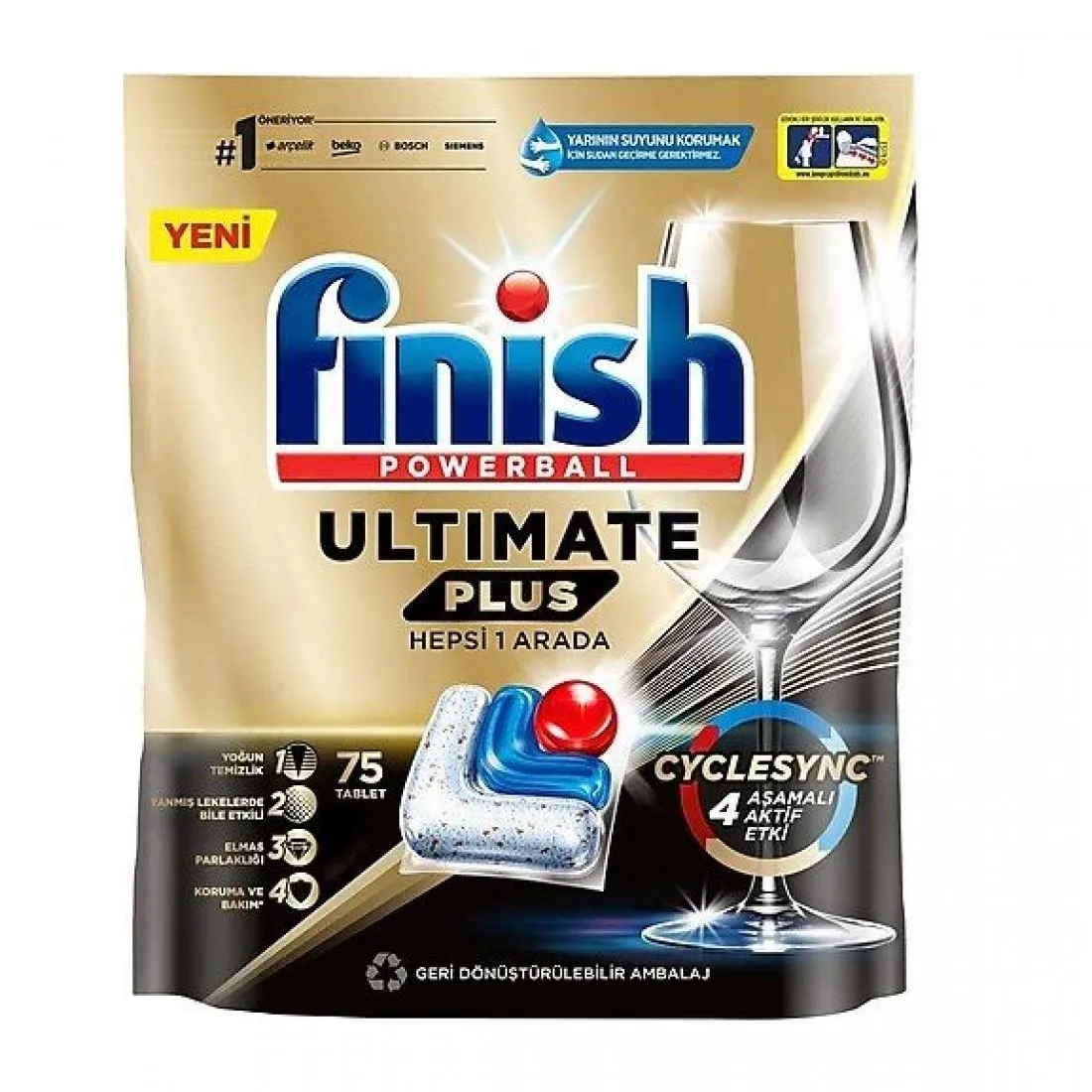 قرص ظرفشویی فینیش Finish مدل Quantom Ultimate Plus بسته 75 عددی