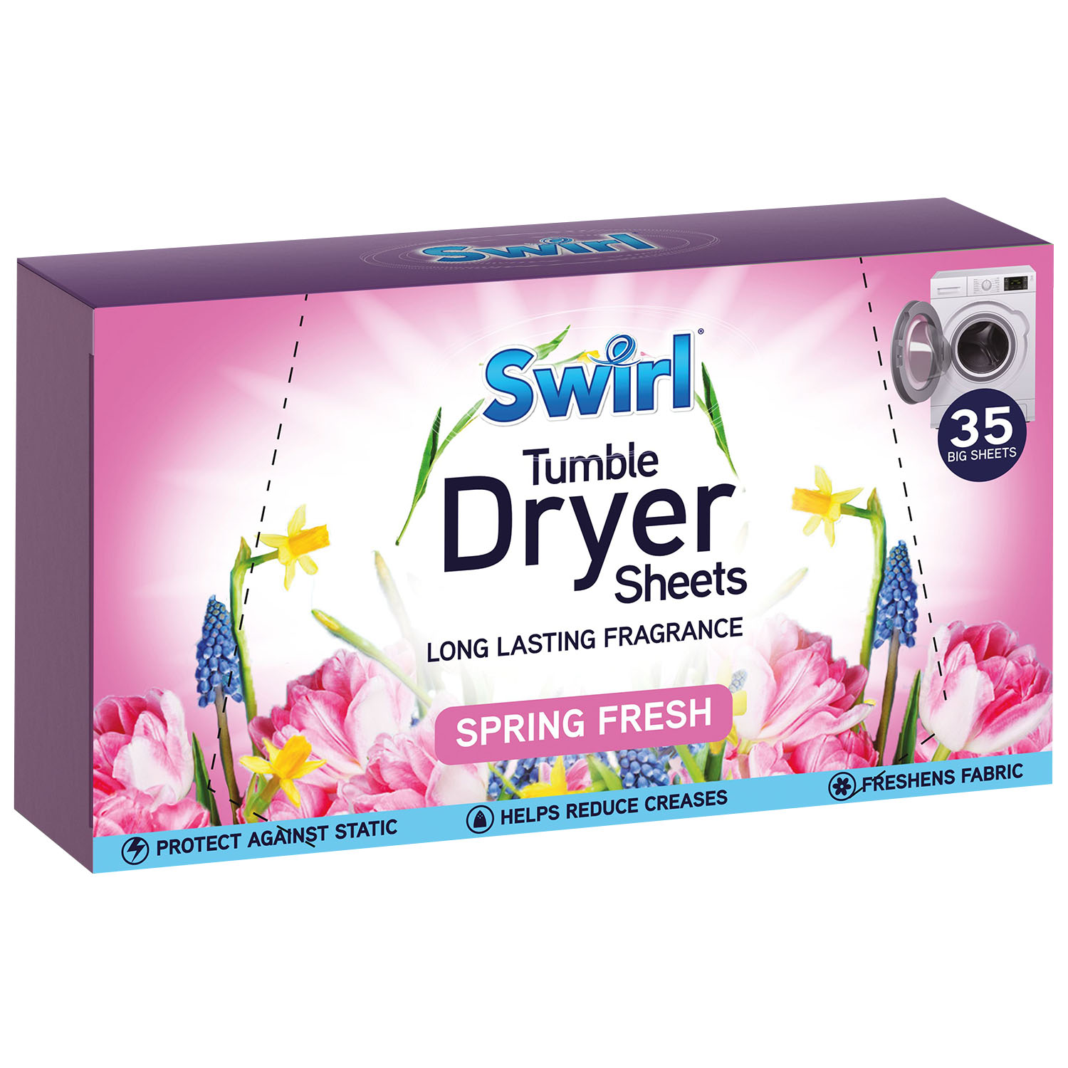دستمال خشک کننده لباس سویرل Swirl مدل Spring Fresh رایحه گلهای بهاری بسته 35 تایی