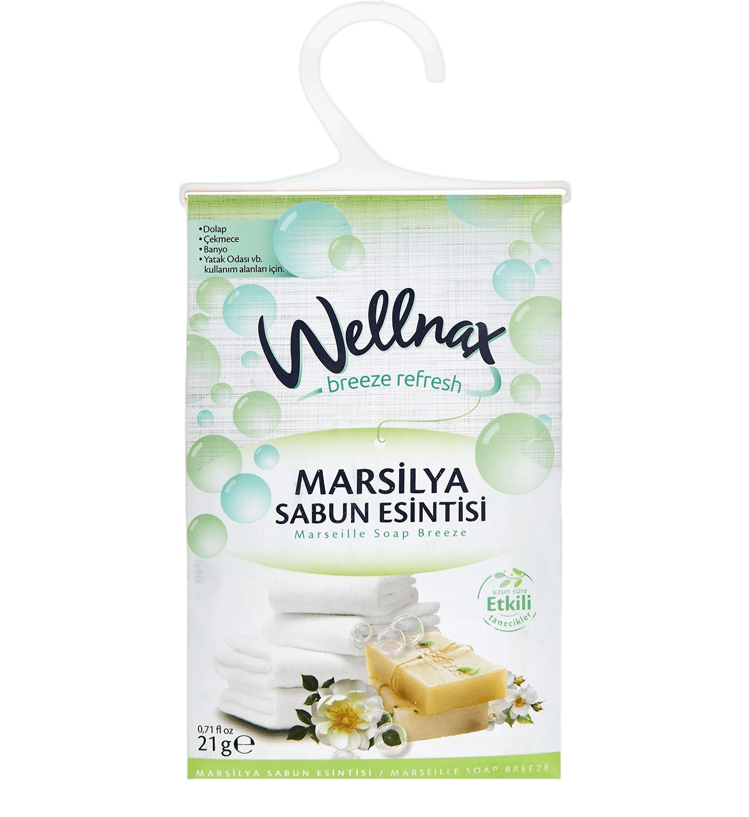 پودر خوشبو کننده ولناکس Wellnax کمد لباس و رخت خواب اسانس صابون مارسیلیا وزن 21 گرم