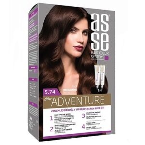 کیت رنگ مو بدون آمونیاک آسه asse دو تیوپه شماره 5.74