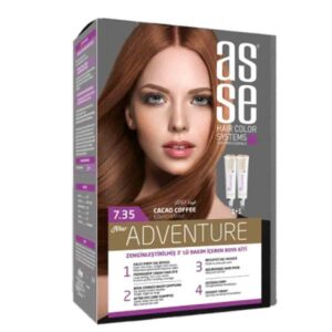 کیت رنگ مو بدون آمونیاک آسه asse دو تیوپه شماره 7.35