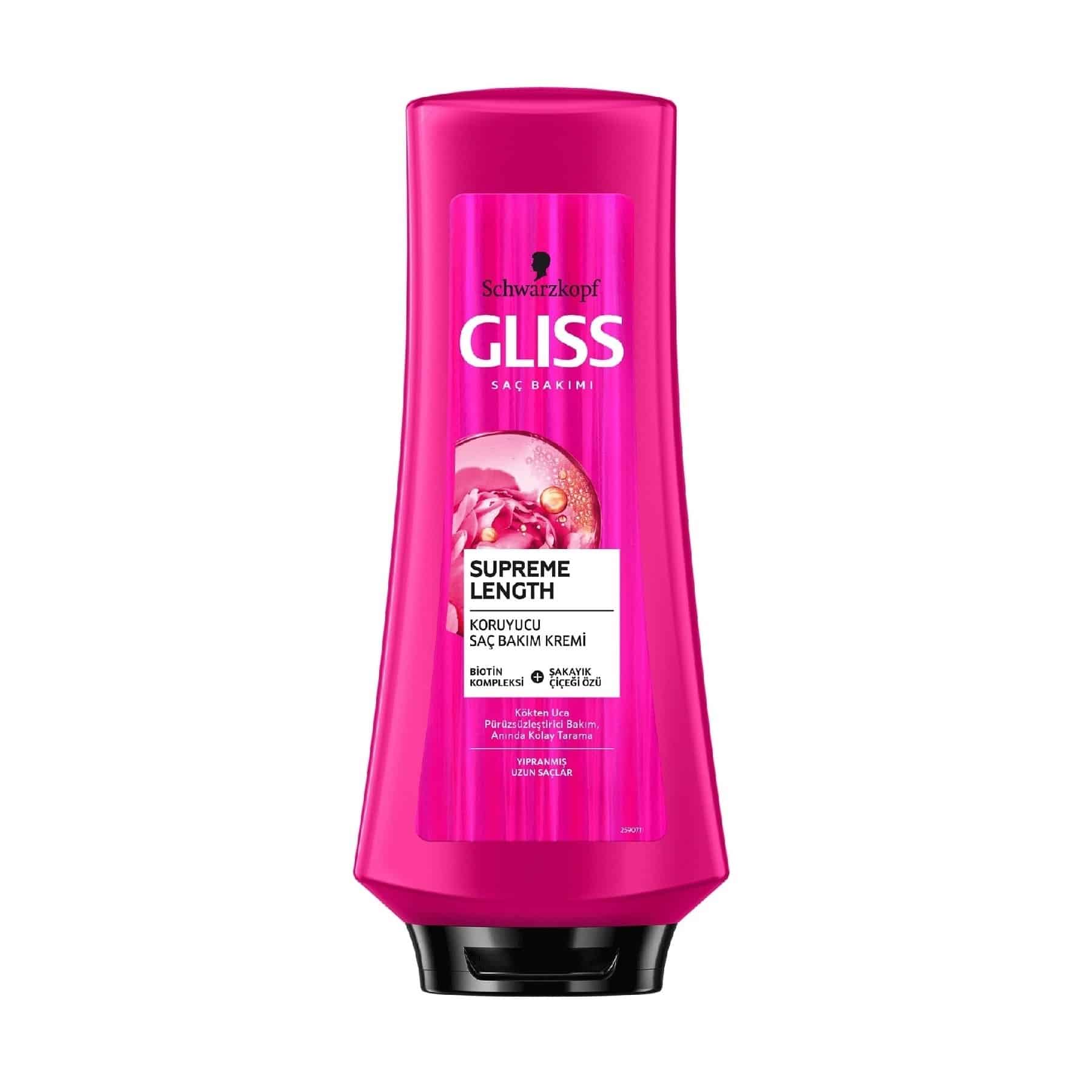 نرم کننده مو گلیس Gliss موهای بلند و آسیب دیده مدل Supreme Length حجم 360 میل
