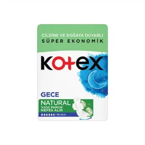 نوار بهداشتی کوتکس Kotex شب مدل Natural بسته 14 عددی