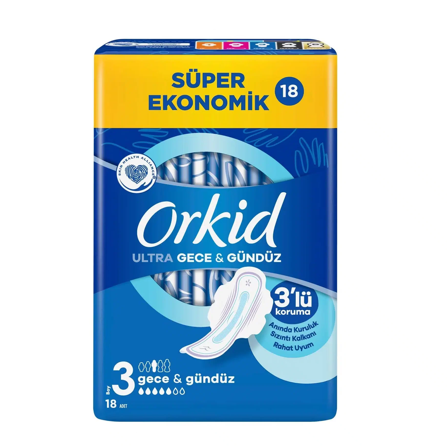 نوار بهداشتی ارکید Orkid سایز 3 شب و روز بسته 18 عددی