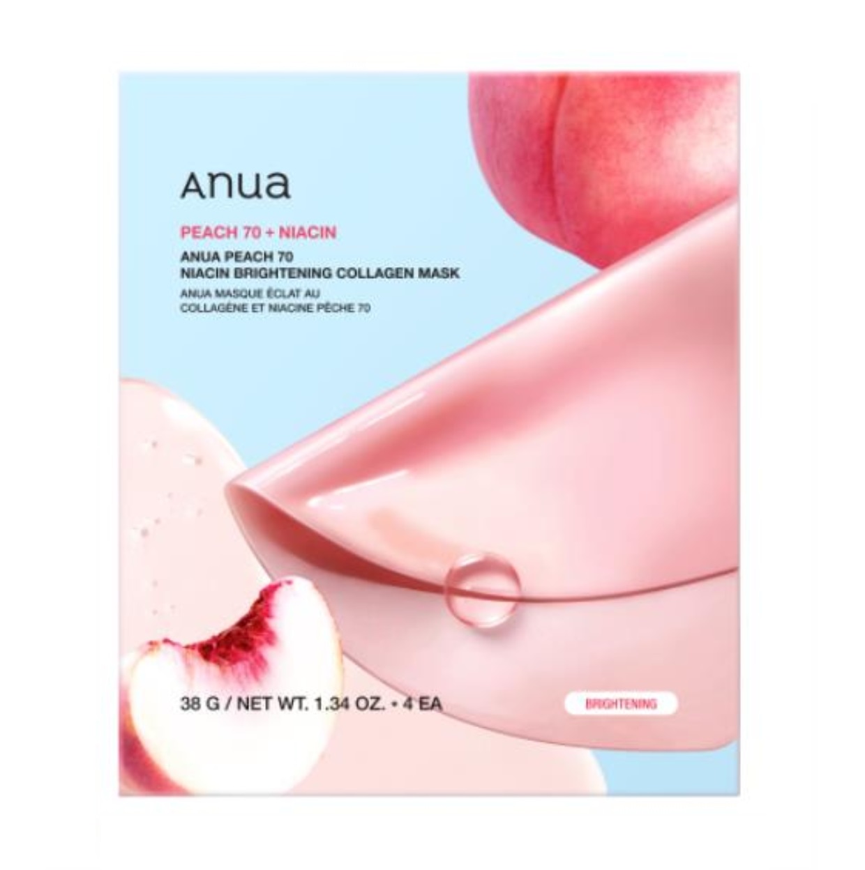 ماسک ورقه ای هلو و نیاسینامید کلاژن دار آنوا Anua روشن کننده و ضد لک ورق تکی