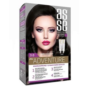 کیت رنگ مو بدون آمونیاک آسه asse دو تیوپه شماره 3.0