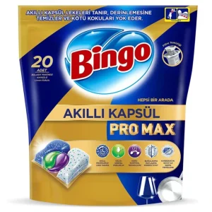 قرص ماشین ظرفشویی بینگو Bingo مدل پرومکس بسته 20 عددی