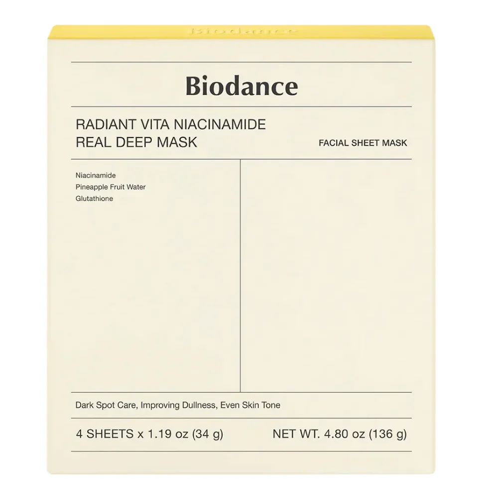 ماسک ورقه ای ضد لک و ضد جوش نیاسینامید بایودنس Biodance بسته 4 عددی