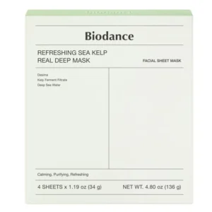 ماسک ورقه‌ ای جلبک دریایی بایودنس Biodance شاداب کننده و ضد التهاب بسته 4 عددی