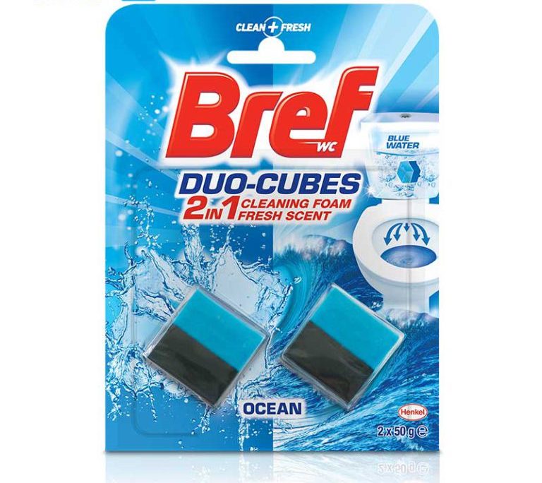 قرص فلاش تانک برف Bref خوشبو کننده و ضد عفونی کننده مکعبی رایحه اقیانوس بسته 2 عددی