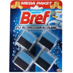 قرص فلاش تانک برف Bref خوشبو کننده و ضد عفونی‌ کننده مکعبی رایحه اقیانوس بسته 4 عددی