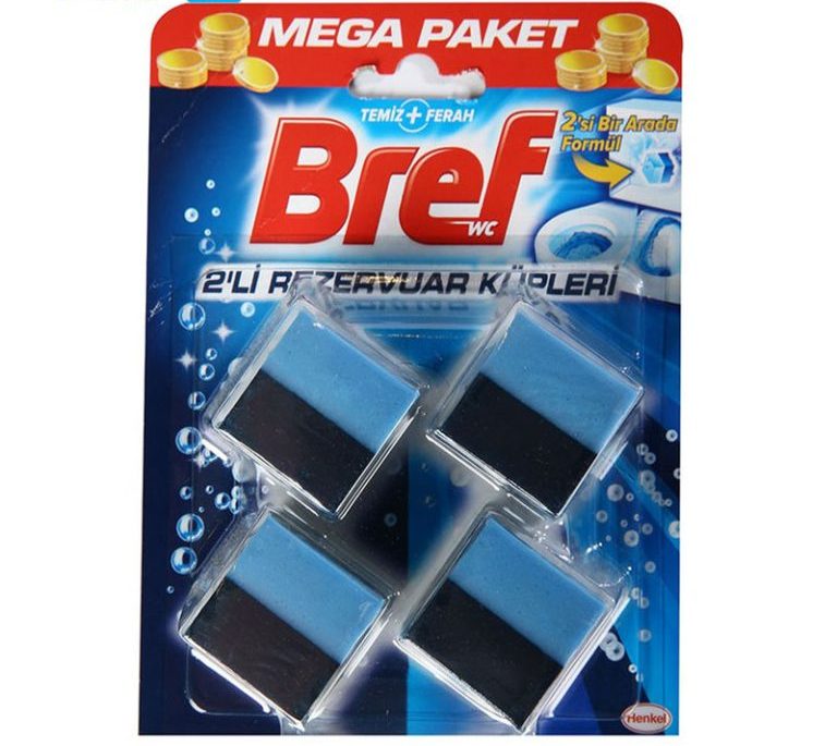 قرص فلاش تانک برف Bref خوشبو کننده و ضد عفونی کننده مکعبی رایحه اقیانوس بسته 4 عددی