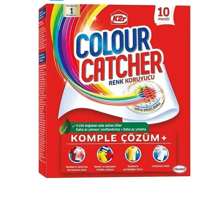 دستمال ضد رنگ ماشین لباسشویی کالرکچر K2r Colour Catcher بسته 10 عددی