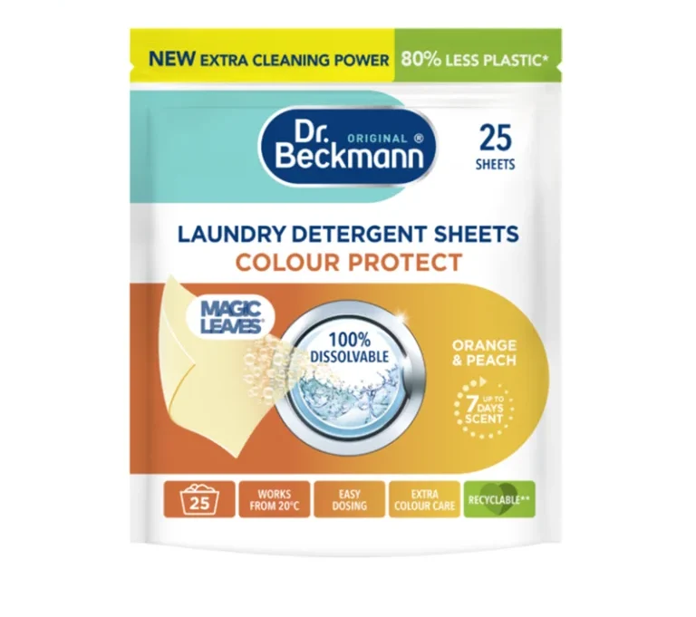 دستمال شستشو لباس دکتر بکمن Dr. Beckmann مدل Colour Protect رایحه پرتقال و هلو بسته 25 عددی