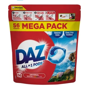 قرص ماشین لباسشویی داز Daz مدل All in 1 مناسب لباس سفید و رنگی بسته 56 عددی 6.9