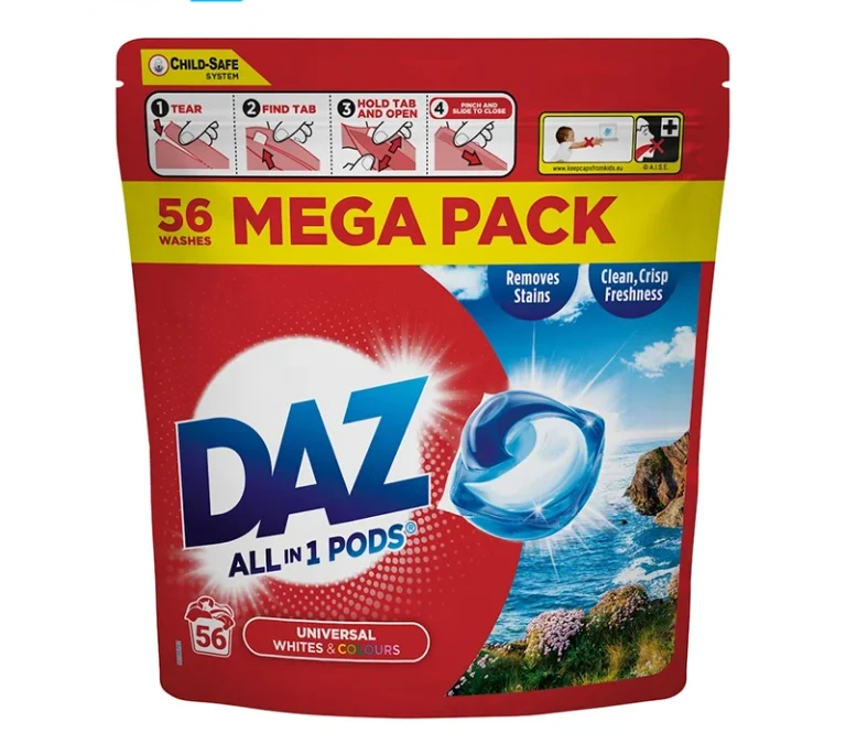 قرص ماشین لباسشویی داز Daz مدل All in 1 مناسب لباس سفید و رنگی بسته 56 عددی 6.9