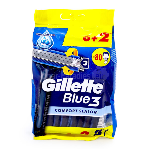 خود تراش 3 لبه ژیلت Gillette مدل Blue 3 Comfort بسته 8 عددی بسته پفکی