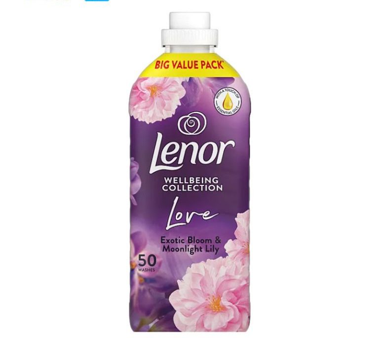 نرم کننده لباس لنور Lenor با رایحه سوسن مهتابی و شکوفه عجیب و غریب حجم 1650 میلی لیتر