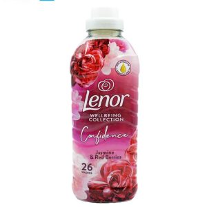 نرم کننده لباس لنور Lenor با رایحه یاس و توت قرمز حجم 858 میلی لیتر