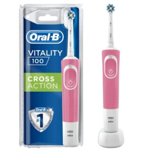 مسواک برقی اورال بی Oral-B مدل Vitality 100 صورتی با یدک Cross Action