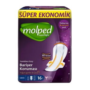 نوار بهداشتی مولپد Molped مدل SuperNight سایز Extra Long بسته 16 عددی