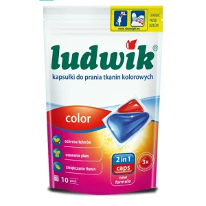قرص ژله‌ای ماشین لباسشویی لودویک Ludwik مدل 2in1 مناسب لباس‌های رنگی بسته 10 عددی