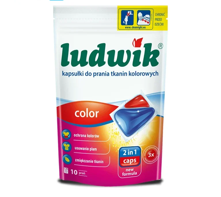 قرص ژلهای ماشین لباسشویی لودویک Ludwik مدل 2in1 مناسب لباسهای رنگی بسته 10 عددی