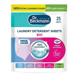 دستمال شستشو لباس دکتر بکمن Dr. Beckmann مدل Bio رایحه شکوفه‌های تازه بسته 25 عددی