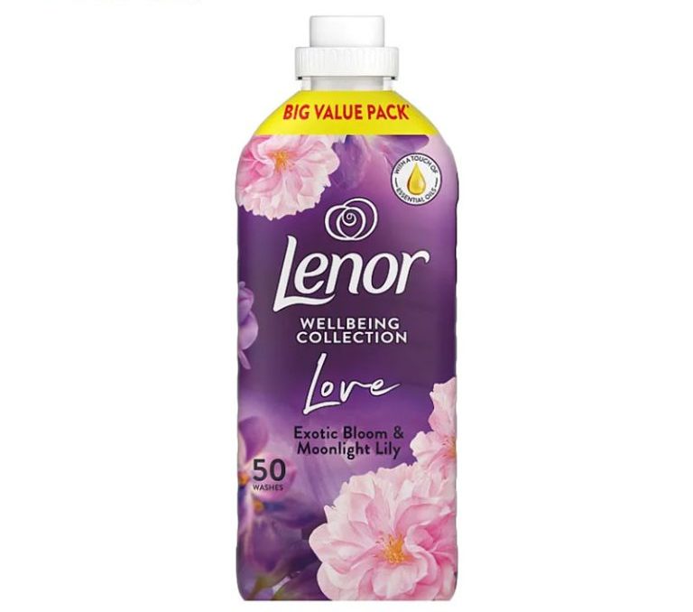 نرم کننده لباس لنور Lenor با رایحه سوسن مهتابی و شکوفه عجیب و غریب حجم 1650 میلی لیتر
