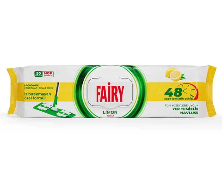 دستمال مرطوب مخصوص تی فیری Fairy رایحه لیمو بسته 50 عددی