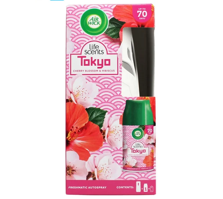 دستگاه خودکار خوشبوکننده هوا ایرویک Air Wick رایحه شکوفه گیلاس و گل ختمی