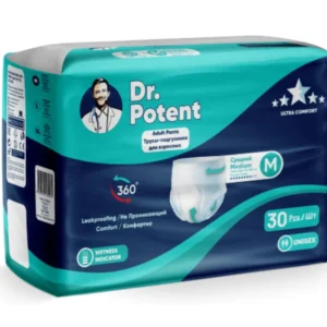 پوشک بزرگسال شورتی دکتر پوتنت Dr Potent سایز لارج (L) اندازه 70-120 سانتی متر 30 عددی