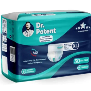 پوشک بزرگسال شورتی دکتر پوتنت Dr Potent سایز خیلی بزرگ (XL) اندازه 120-170 سانتی متر 30 عددی