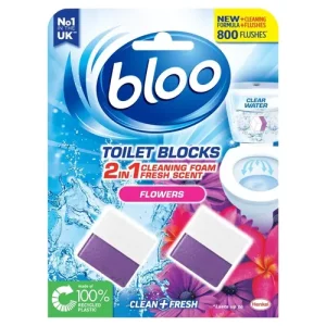 bloo toilet blocks قرص خوشبوکننده مکعبی توالت انگلیسی بلو با رایحه گل بسته 2 عددی
