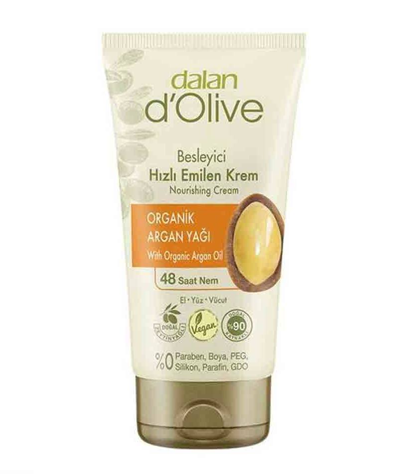کرم مغذی و نرم کننده پوست تیوپی dalan dolive حاوی روغن آرگان حجم 250 میل