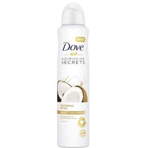 اسپری ضد تعریق زنانه داو Dove مدل coconut and jasmine flower حجم 250 میل