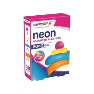 چسب زخم رنگی نئونی مستر پلاست Master Plast چهار سایز بسته 60 تایی
