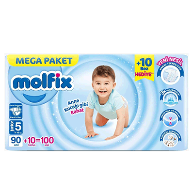 پوشک چسبی مولفیکس سایز 5 تعداد 100 عددی